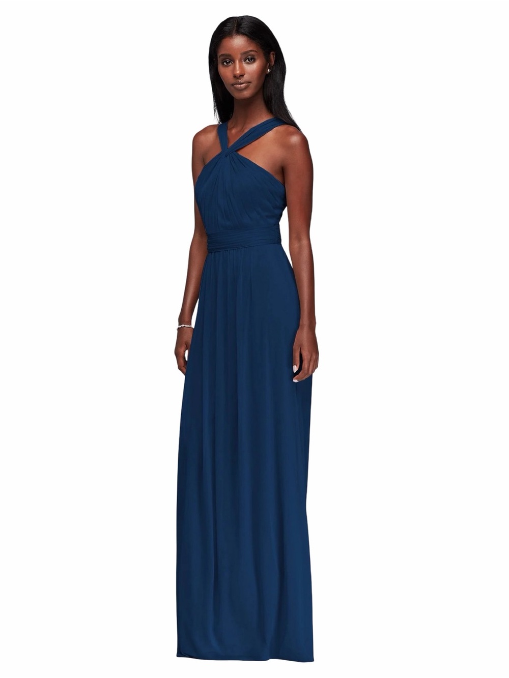 Weddington Way Navy Twist Cross-Shoulder Maxi Gown